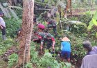 Penuhi Kebutuhan Air Di Persawahan, Batituud Koramil 12/Sigaluh Bersama Babinsa  Dan Warga Kerja Bakti Bersihkan Saluran Irigasi