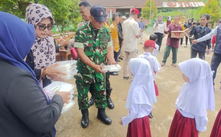 Batitud  Koramil 12 /Sigaluh menghadiri Acara  Ceremonial Pembagian Makan Bergizi Gratis Di SD Negeri 1  Bojanegara