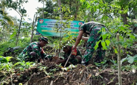 Koramil 12/Sigaluh Bersama  Warga Binaan Laksanakan Penghijauan