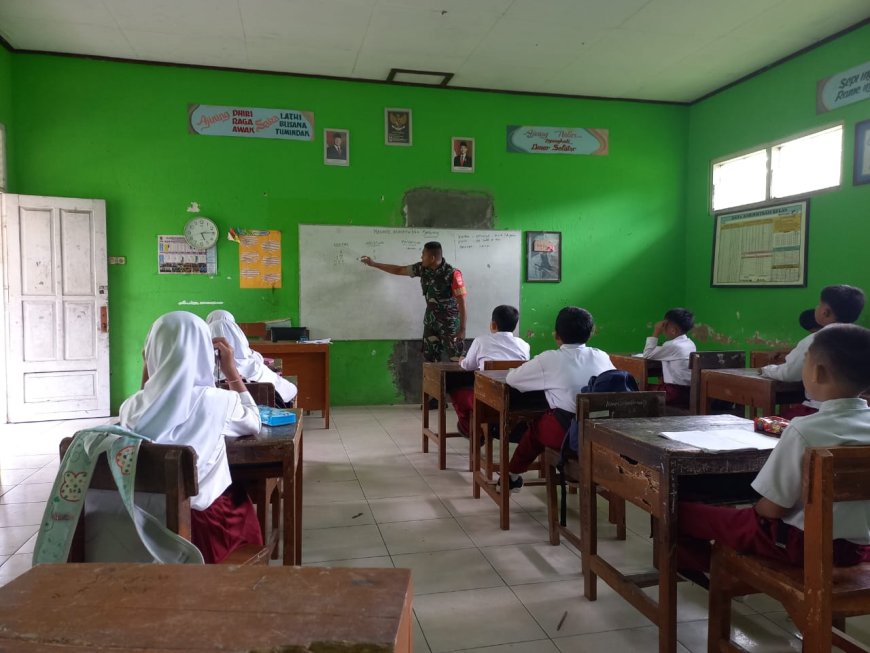 Babinsa Ajarkan Matematika Dasar Metode Gasing Kepada Siswa Sekolah Dasar